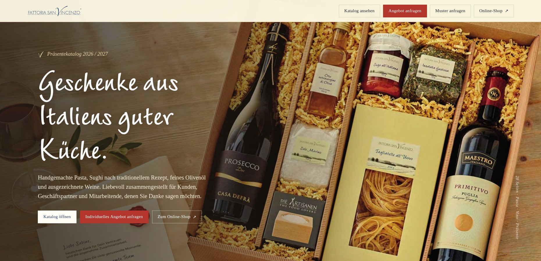 Italienische Pr�sente & Firmengeschenke � Fattoria San Vincenzo Pr�sentekatalog 2026/2027