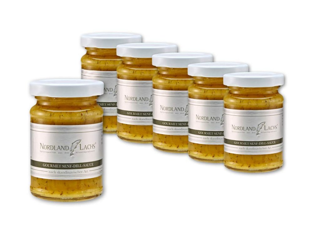 6 Gläser süß-pikante Senf-Dill-Sauce | perfekt zu Lachs 6 Gläser süß-pikante Senf-Dill-Sauce | perfekt zu Lachs