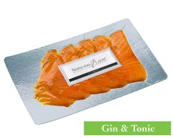 R�ucherlachs mit einen Zusatz von Gin & Tonic veredelt
