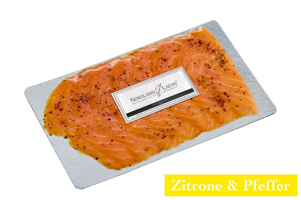 150g feinster Zitronen-Pfeffer R�ucherlachs LEMON & PEPPER - hauchzart vorgeschnitten