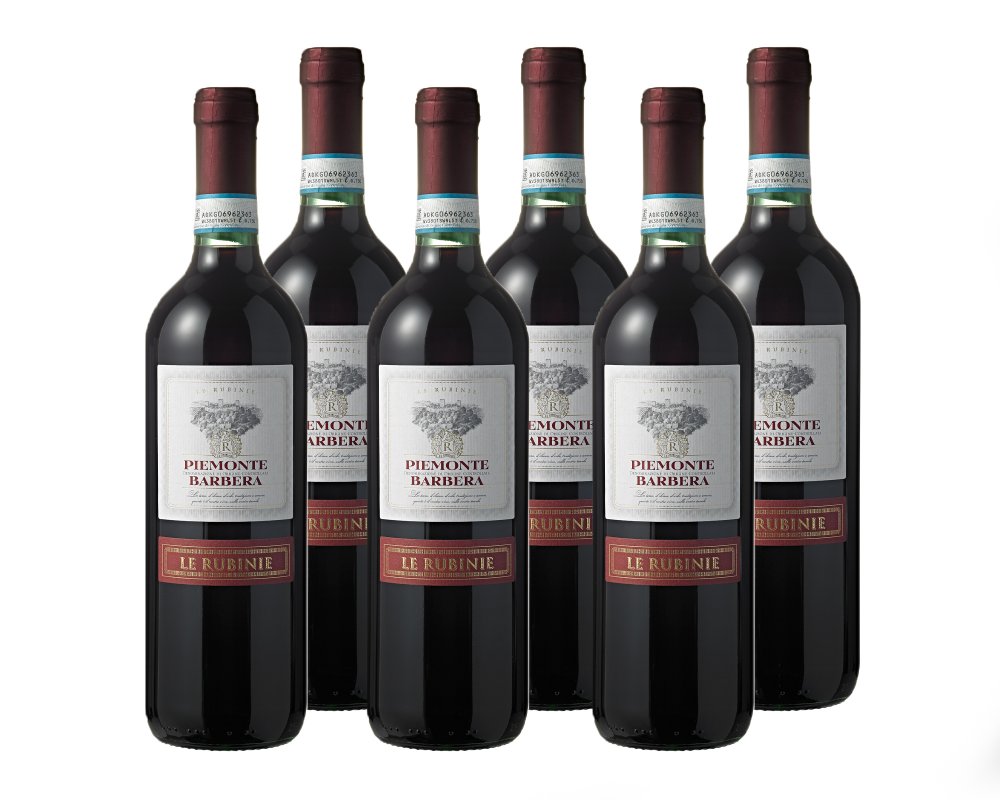 6 Flaschen Rotwein Le Rubinie Piemonte Barbera DOC Italien � 750ml