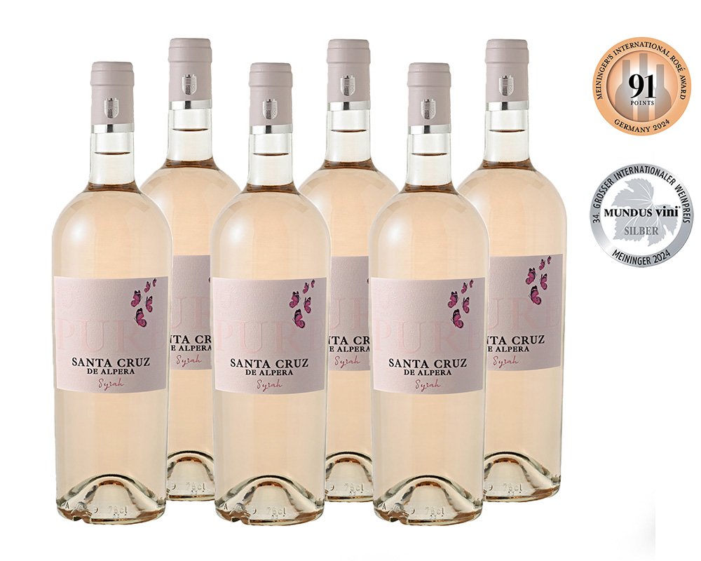 6 Flaschen Santa Cruz Pure Syrah-Merlot Rosado Wein aus Spanien - mehrfach ausgezeichneter BIO Ros�