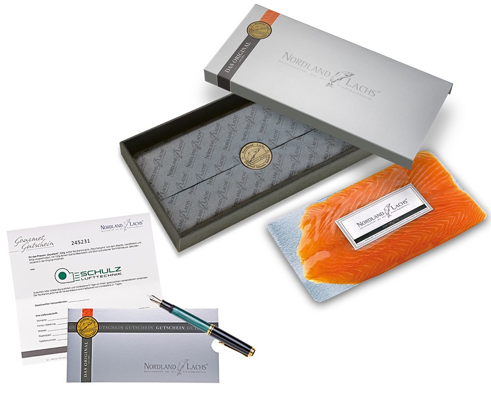 Gutschein f�r Lachs-Geschenk Atlantic Pride inklusive Frische-Versandkosten f�r das Lachs-Geschenk