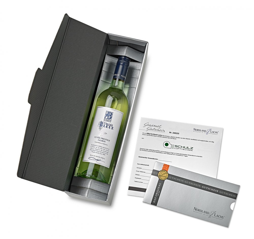 Pr�sent All�e Bleue Wei�wein mit 400g Lachs-Gutschein inkl. K�hlversand f�r Lachs zum Wunschtermin