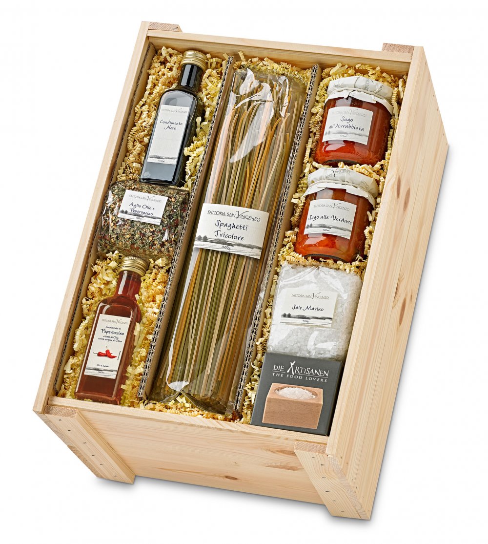 Pr�sent Superiore - das Gourmet Geschenk f�r Feinschmecker in edler Holzkiste mit Ihrem Einbrand*