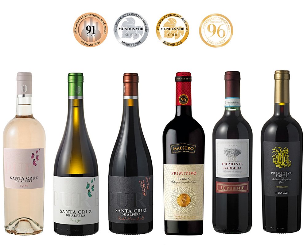 Wein Probierpaket - Fr�hliche Weinprobe -  Das Wein-Tasting mit unseren Direkt-Import Neuheiten